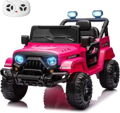 12V Kids Electric Ride-On Truck — Remote-Controlled, Twin 35W Motors, 3.5 MPH Max Speed, Bluetooth Speaker, LED Lights, Safety Belt
