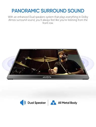 ARZOPA 15.6-Inch Portable USB-C & HDMI Monitor  FHD 1080P Display with HDR and Eye Protection