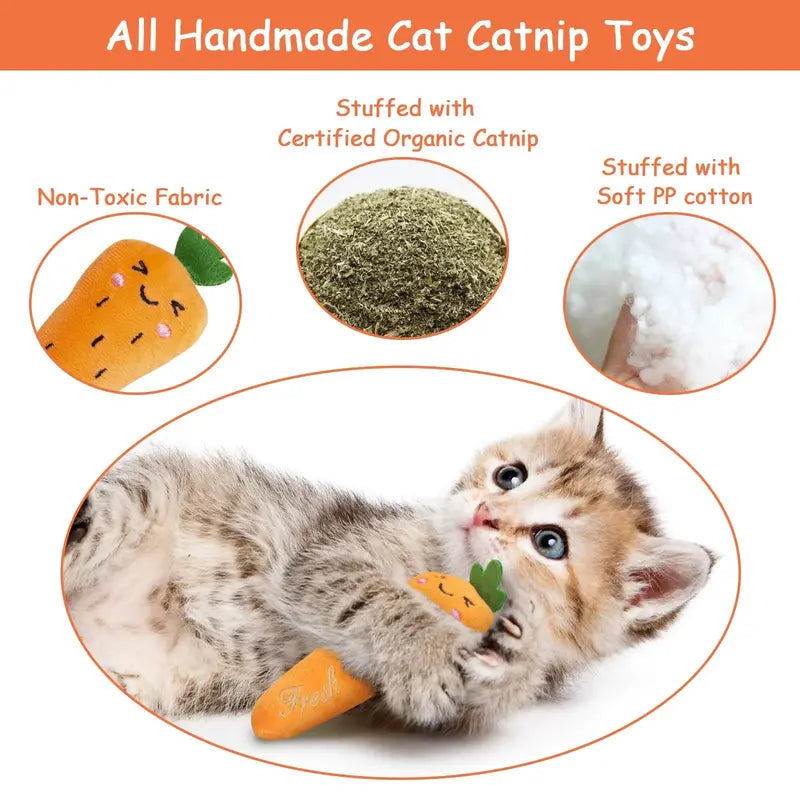 Brand Catnip-Infused Plush Interactive Cat Toys  5 Pack, Farm-Themed, Safe & Non-Toxic, for Active Play & Dental Health