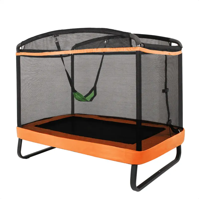 6-Foot Rectangular Kids Trampoline  ASTM-Certified Indoor/Outdoor Bouncer with Enclosure and Swing (220 lb Max)