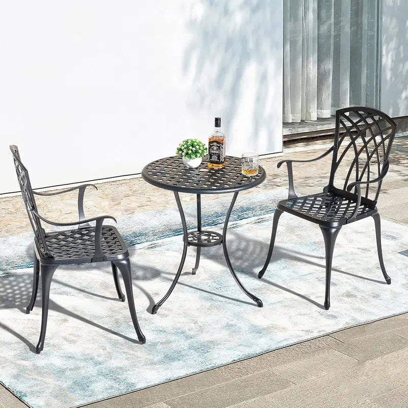 NUU GARDEN 3-Piece Aluminum Bistro Set — Outdoor Patio Table & Two Chairs for Small Spaces