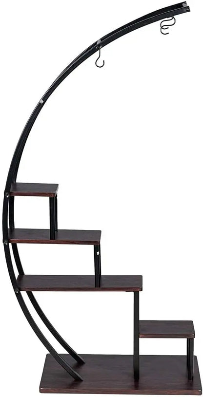 2-Pack Black GDLF 5-Tier Half Moon Metal Plant Stand for Home, Patio, & Garden