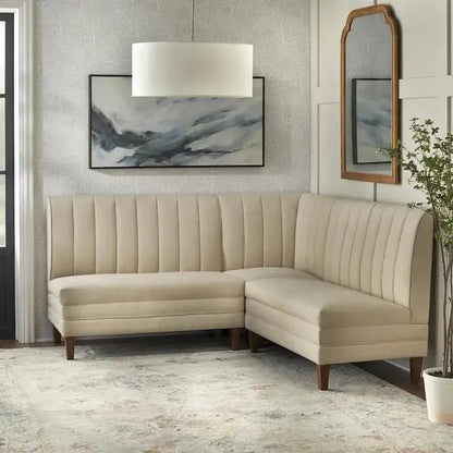 Lifestorey Kerrington Banquette Set  3-Piece Channel-Back Upholstered Seating