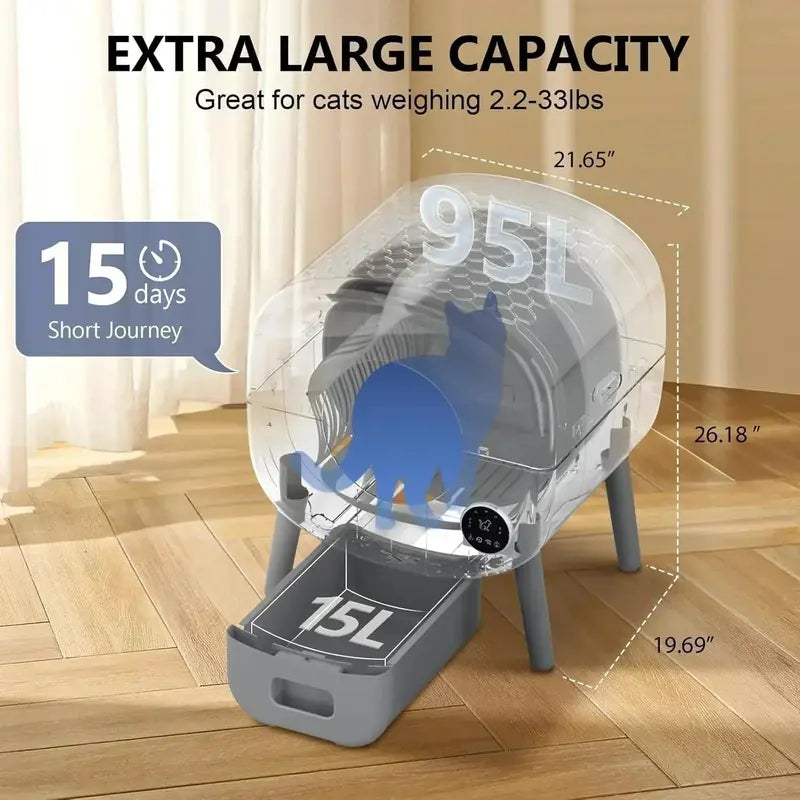 Large-Capacity Self-Cleaning Cat Litter Box  Automatic Scooping, Odor-Controlled for Multi-Cat Homes