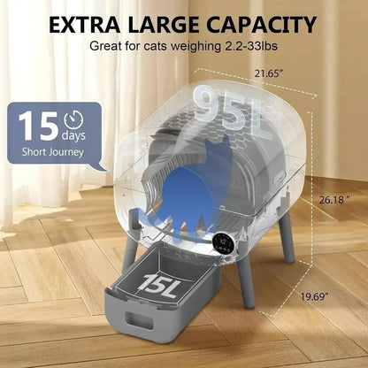Large-Capacity Self-Cleaning Cat Litter Box  Automatic Scooping, Odor-Controlled for Multi-Cat Homes