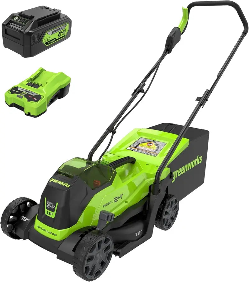 Greenworks 24V Cordless Brushless Lawn Mower Kit — Includes 4.0Ah Battery & Charger