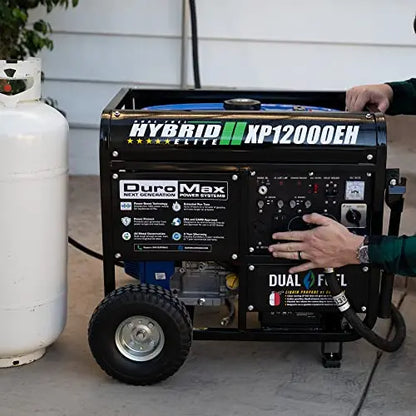 DuroMax XP12000EH Dual-Fuel Generator  12,000W Output (Gas/Propane), 457cc OHV Engine, EPA & CARB Certified