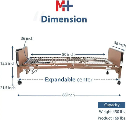 Fully Motorized Hospital Bed with Foam Mattress and Retractable Half Side Rails