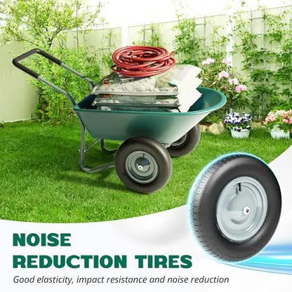 Heavy-Duty 2-Wheel Yard Wheelbarrow  330-Lb Capacity, 14″ Pneumatic Tires, Ergonomic Padded Handles, Easy Assembly