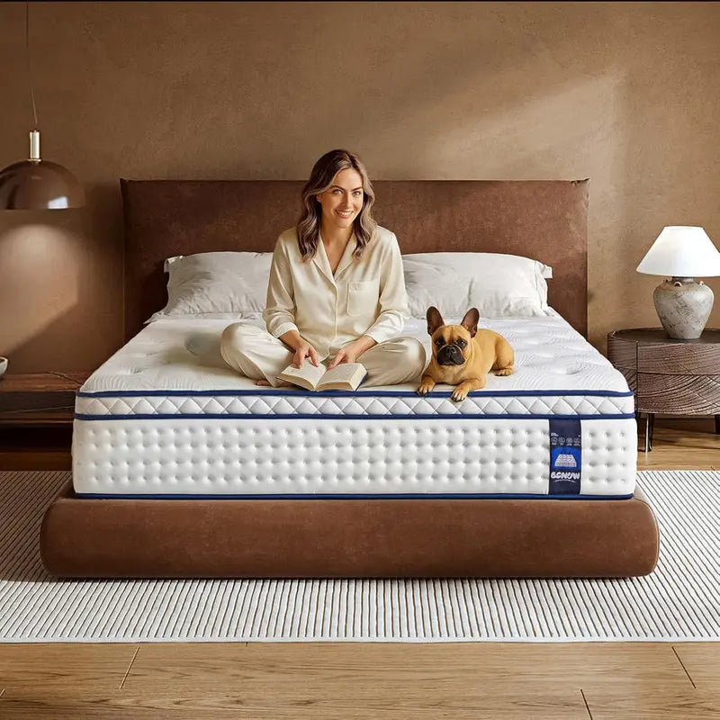 King-Size 14-Inch Hybrid Mattress  Medium-Firm Support with Layered Foam & Pocketed Coil System