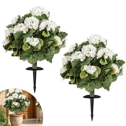 Set of 2 Begonia Ball Topiaries  22.5-Inch Artificial Plants with Ground Anchors