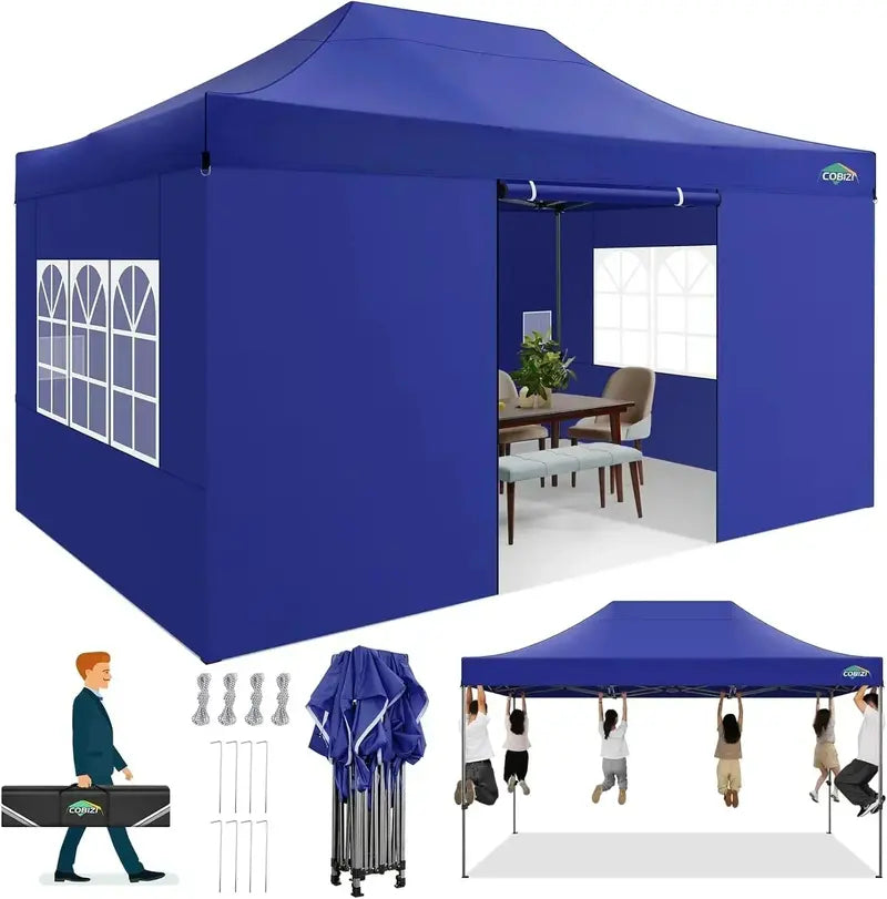 COBIZI 10×20 Pop-Up Canopy Tent  Heavy-Duty Commercial Grade with 6 Sidewalls for Weddings and Parties