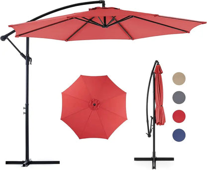 9.8-Foot Cantilever Patio Umbrella with Adjustable Tilt, 8-Rib Steel Frame, UV-Resistant Canopy for Backyard, Pool, or Garden  Blue