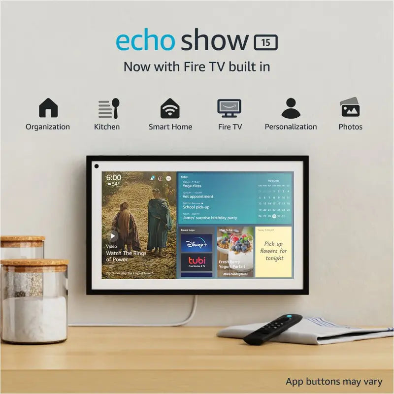 Amazon Echo Show 15 Smart Display 15.6″ with Alexa & Fire TV  Black
