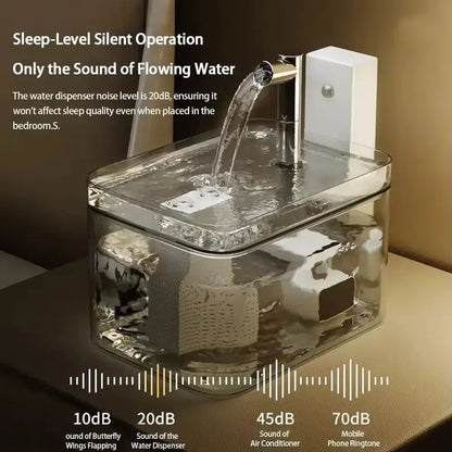 Wireless Rechargeable Cat Fountain  1.5L Motion-Activated Design with Quiet Pump & Filter for Small Pets