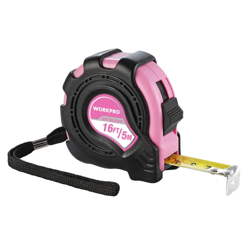 WORKPRO 16-Foot Tape Measure — Thumb Lock, Belt Clip, Dual Inch/Metric Scale, ±1mm Accuracy