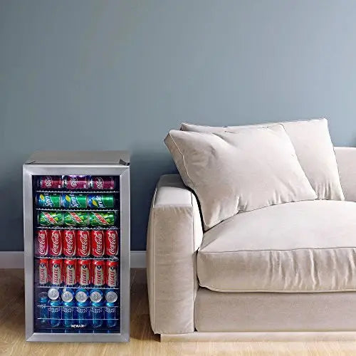 Freestanding Beverage Cooler  126-Can Capacity with Right-Hinge Tempered Glass Door
