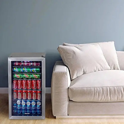 Freestanding Beverage Cooler  126-Can Capacity with Right-Hinge Tempered Glass Door