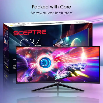 Sceptre 34-Inch Ultrawide WQHD Gaming Monitor  165Hz Refresh Rate, Curved Design
