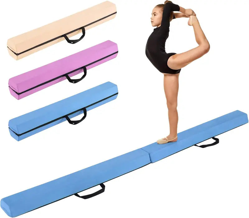 7-Foot Foam Balance Beam — Gymnastics Training Equipment with Removable Suede Cover
