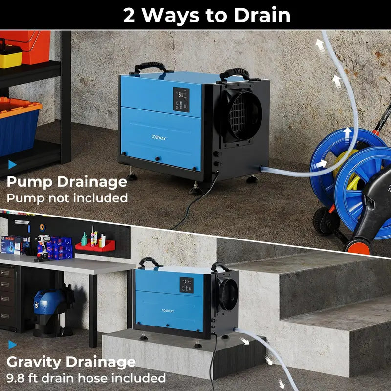 124-Pint Crawl Space Dehumidifier  Designed for 1,300 Sq. Ft Areas with 9.8-Foot Drain Hose & Remote Panel