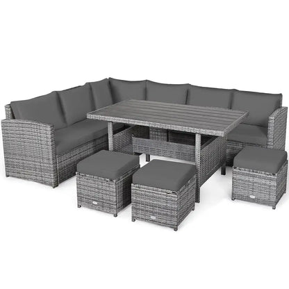 7-Piece Black Rattan Patio Furniture Set  All-Weather Outdoor Seating Collection