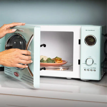 Retro Aqua 0.9 Cu. Ft. 800W Countertop Microwave Oven  Nostalgia