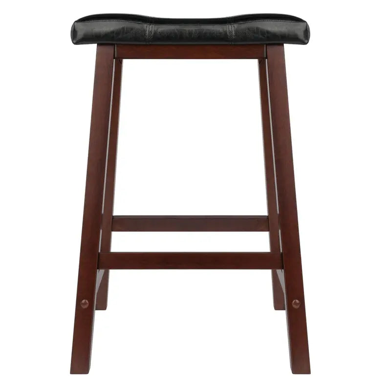 Winsome Wood Mona Cushion Saddle Seat Counter Stool, Black and Walnut