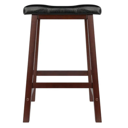 Winsome Wood Mona Cushion Saddle Seat Counter Stool, Black and Walnut