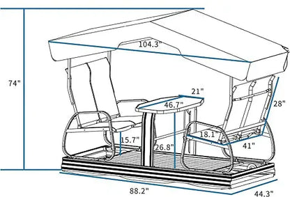 Retro-Style Metal Outdoor Glider Bench  Porch &amp; Patio Seating