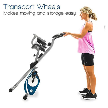 XTerra FB350 Folding Exercise Bike  Silver Indoor Cycling Machine with LCD Monitor