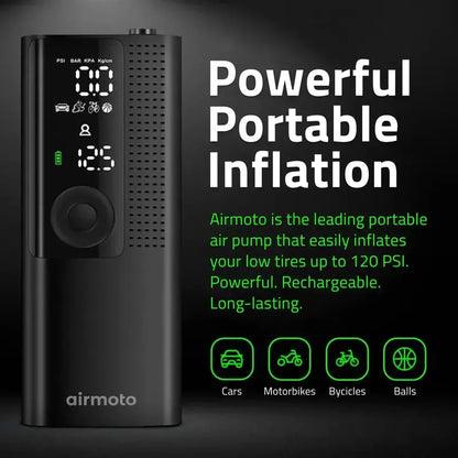 Airmoto Portable Tire Inflator  Digital Air Compressor for Cars with Precision Pressure Gauge