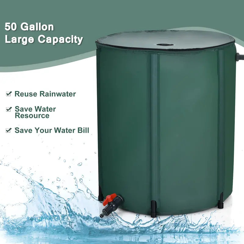 Collapsible Rain Barrel  Portable, Space-Saving Water Collection Tank for Gardens