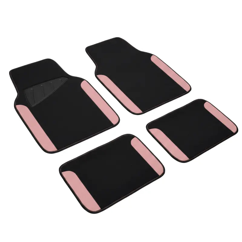 Set of 4 Universal Faux Leather Floor Mats with Non-Slip Nibbed Backing