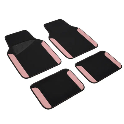 Set of 4 Universal Faux Leather Floor Mats with Non-Slip Nibbed Backing