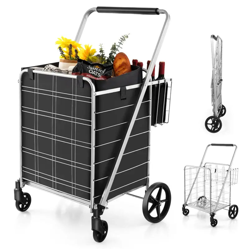 Waterproof Jumbo Folding Shopping Cart for Groceries  Upgraded Lightweight Design