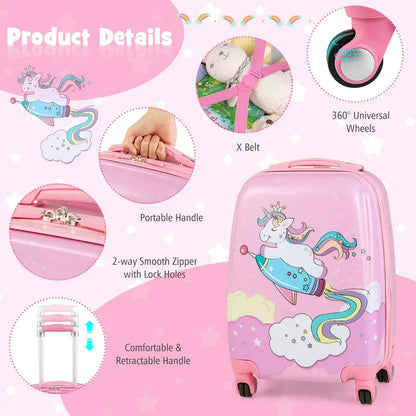 Pink Kids’ Carry-On Luggage Set: 12″ and 18″ Spinner Suitcases