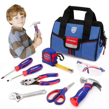 WORKPRO Kids’ Junior Tool Set  9-Piece with Pink/Blue Bag  Pink Ribbon Edition