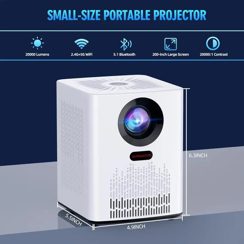 Wireless Projector with Built-in WiFi & Bluetooth Connectivity
