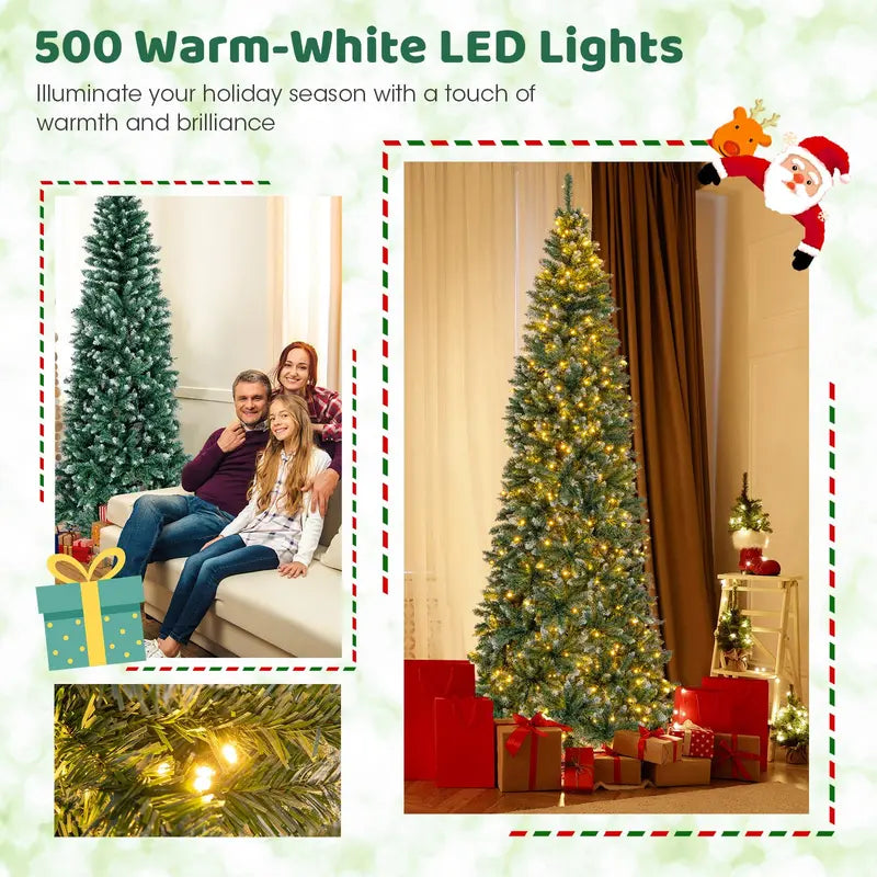 9-Foot Pre-Lit Slim Pencil Christmas Tree  500 Warm White LED Lights