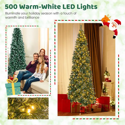 9-Foot Pre-Lit Slim Pencil Christmas Tree  500 Warm White LED Lights