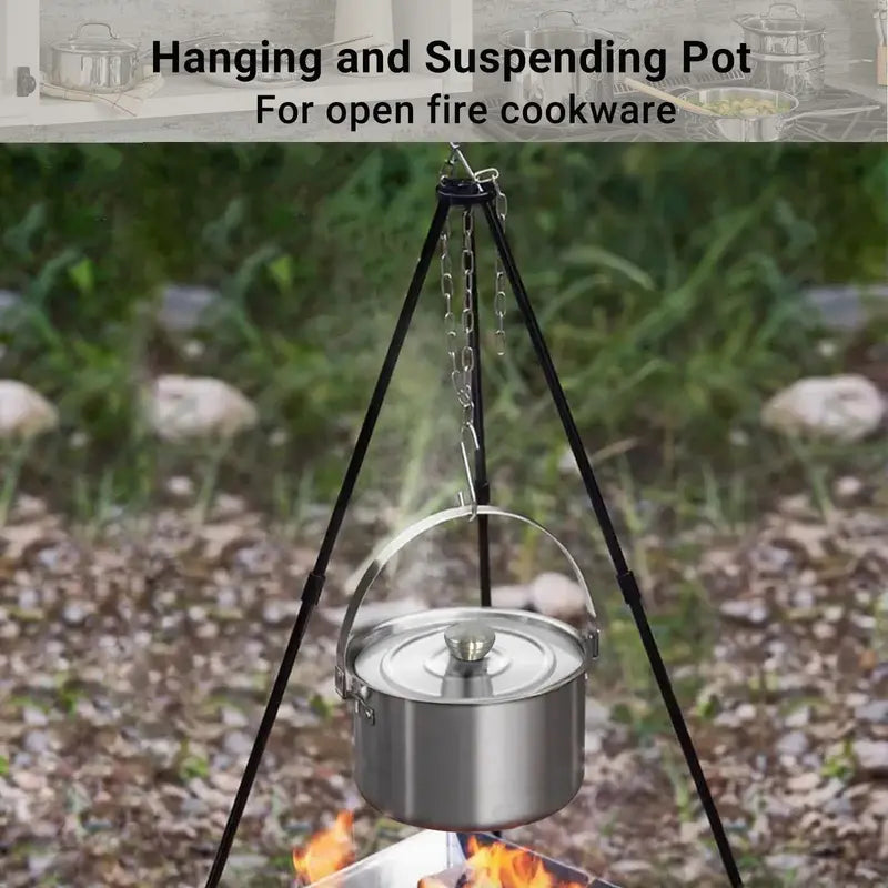 5-Piece Stainless Steel Camp Kitchen Set with Colander & Travel Bag