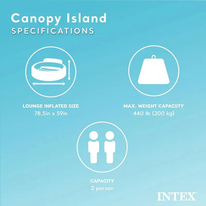 Canopy Island Inflatable Pool Float  78.5″ x 59″, 440 lb Capacity, Built-In Cup Holders & Removable Sunshade