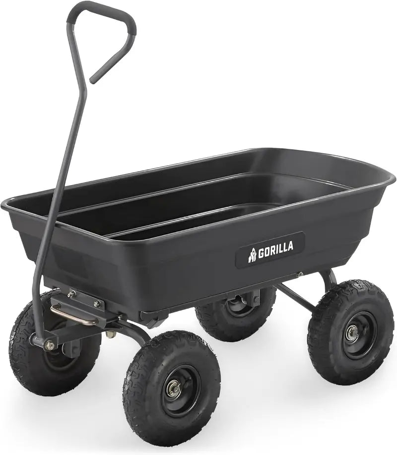 Heavy-Duty Pneumatic Garden Cart  4-Cu-Ft Capacity, 600-Lb Load Rating for Landscaping and Yard Work