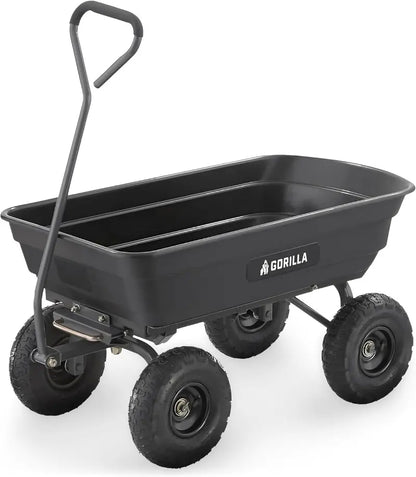 Heavy-Duty Pneumatic Garden Cart  4-Cu-Ft Capacity, 600-Lb Load Rating for Landscaping and Yard Work