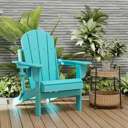 All-Terrain Folding Adirondack Patio Chair with Integrated Cup Holder  Outdoor Leisure Seat