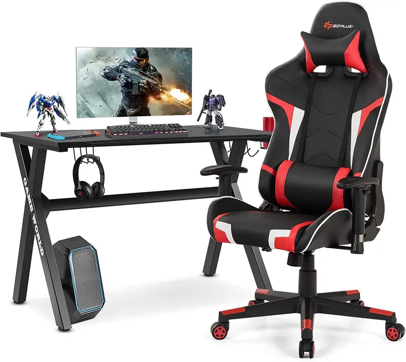 X-Frame Esports Desk and PVC Racing Chair Combo for Gamers