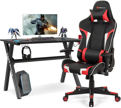 X-Frame Esports Desk and PVC Racing Chair Combo for Gamers