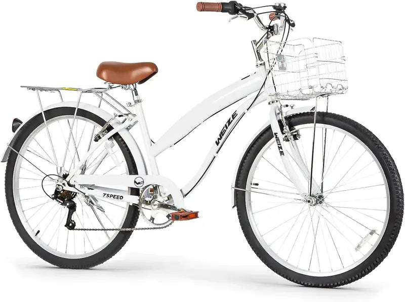 WEIZE 26-Inch Beach Cruiser  7-Speed Comfort Bike for Adults, Designed for Leisure and Commuting