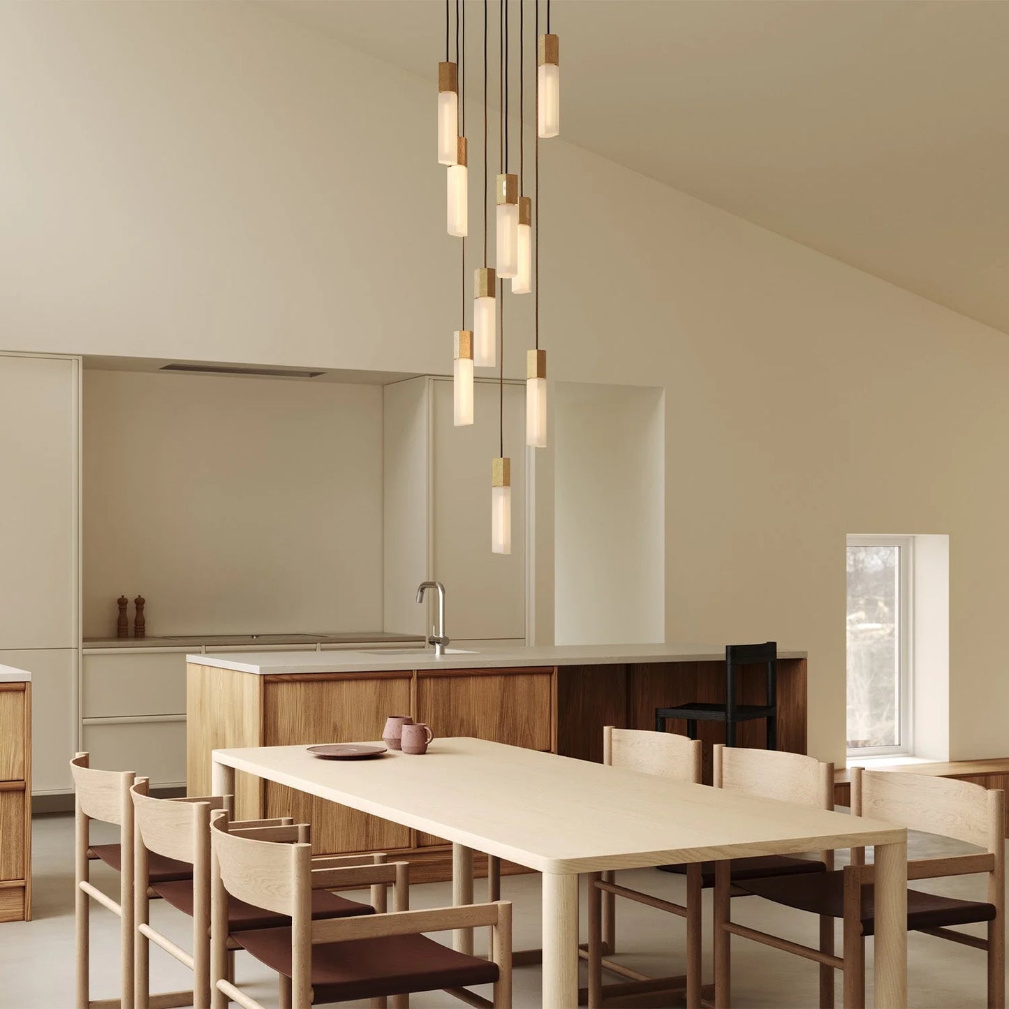 The Original Basalt Nine Pendant in Brass
